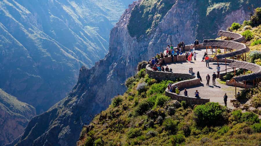 2-Day Tour Colca Canyon in Arequipa with end in Puno - The Mirador de los Volcanes viewpoint: where the road tops out