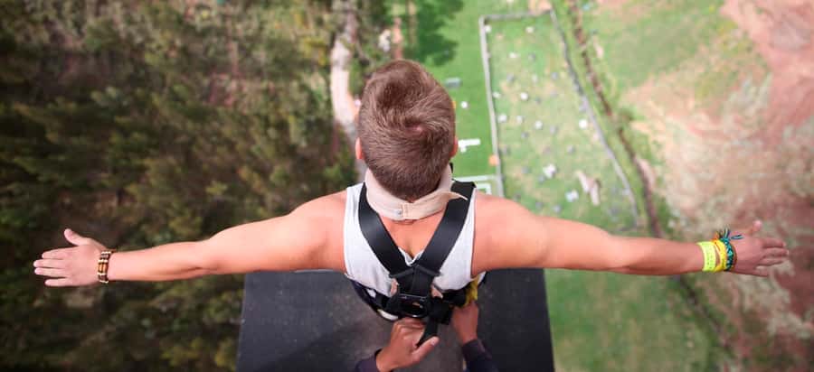Cusco: Bungee Jump and Slingshot Combo Adventure - Getting to the tower, kitting up, and settling your nerves