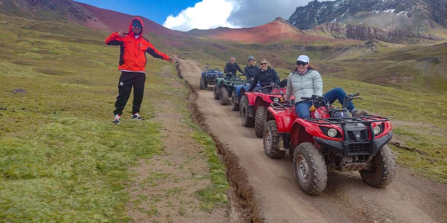 From Cusco: Rainbow Mountain on ATVs - Cusipata breakfast and the highland drive via Checacupe to Hanchipacha