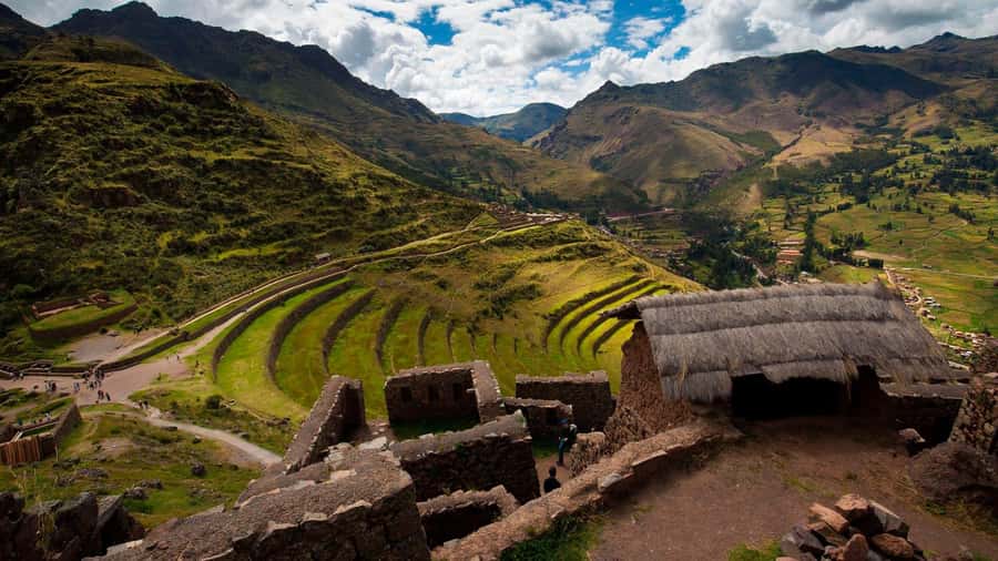 From Cusco: Sacred Valley ending in Ollantaytambo and Lunch - Pisac archaeological center, ruins on the mountainside