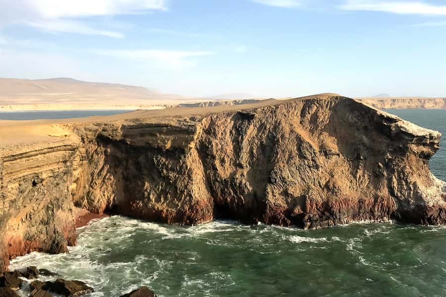 From Paracas: Ballestas Islands & Paracas National Reserve - Playa Roja and Lagunillas: the maroon sand payoff