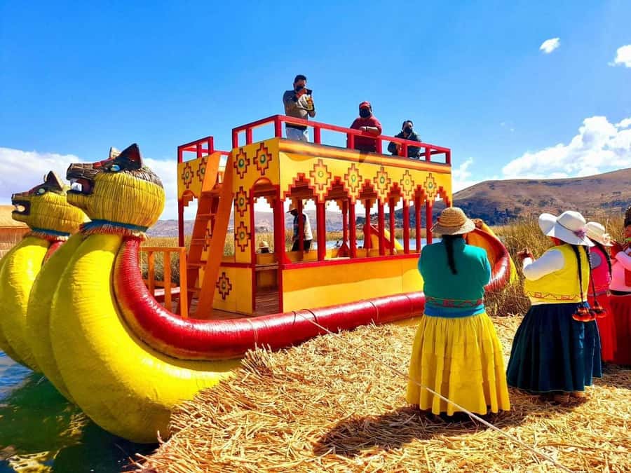 From Puno: Excursion to Uros and Taquile Islands + Income - Uros Floating Islands: totora homes and a guided culture visit