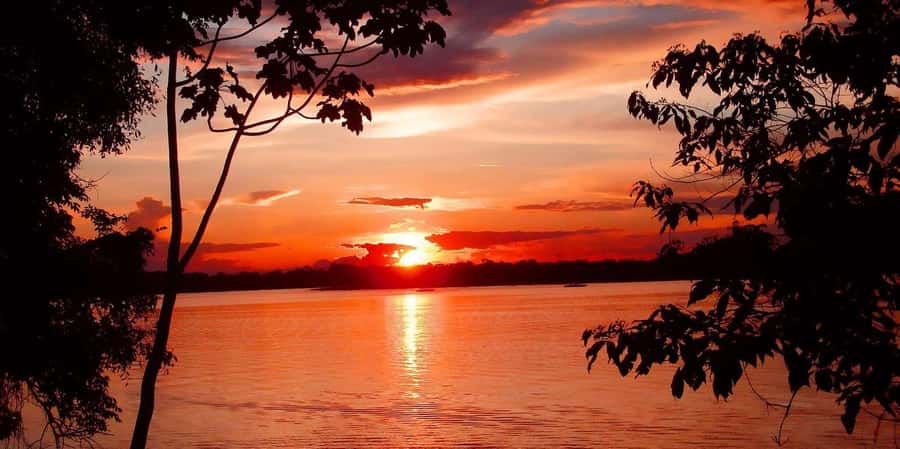 Puerto Maldonado: 3-hour sunset boat ride - The sunset moment, skyline colors, and that brief river interlude